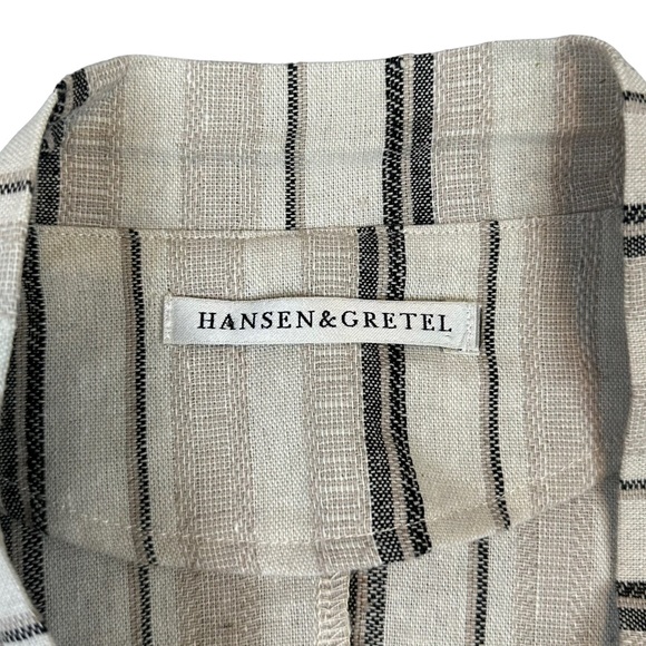 Hansen & Gretel | Linen Blend Striped Short Sleeve Midi Length Wrap Dress - Picture 7 of 12